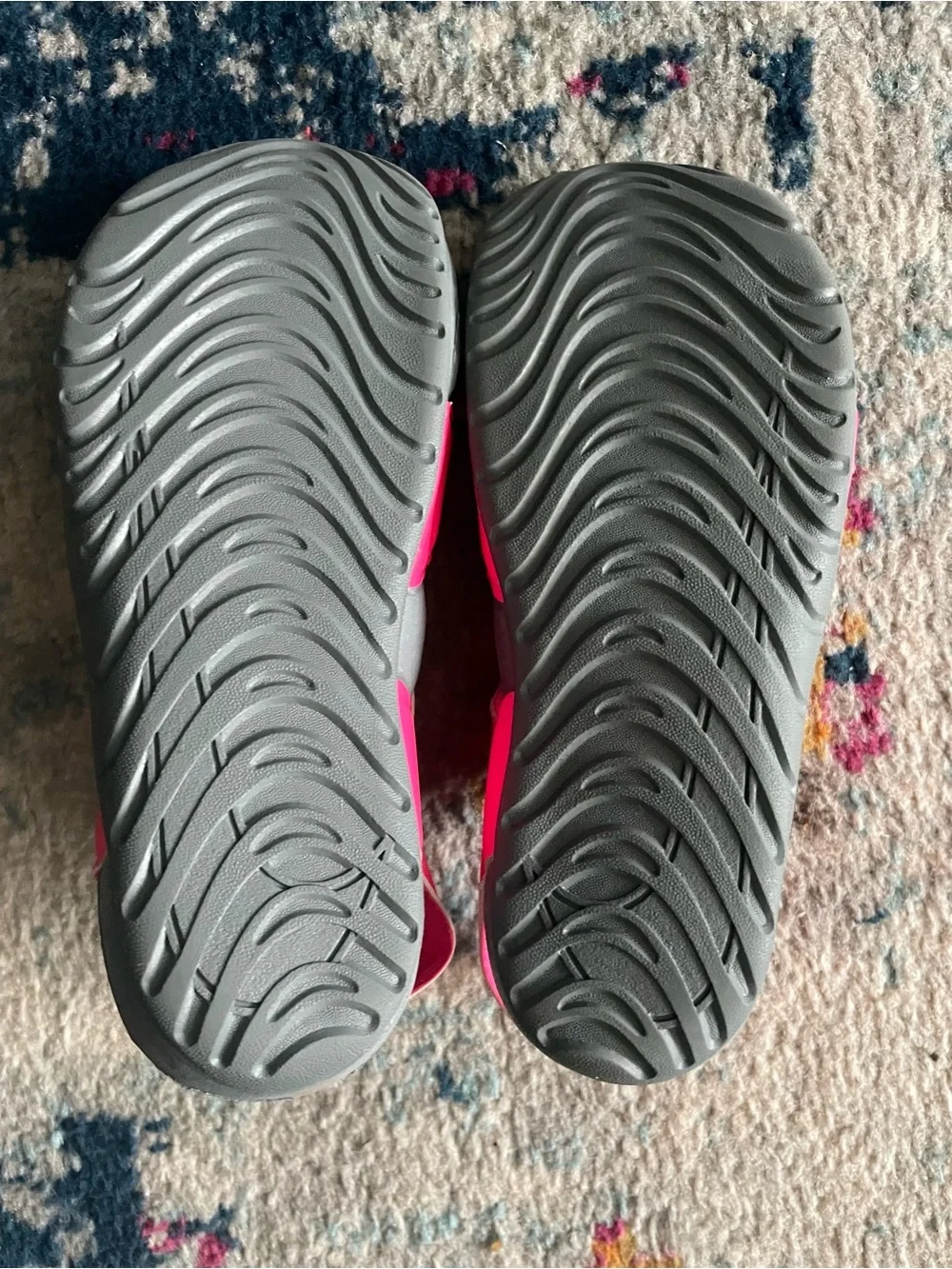 Nike kids girls Hot Pink and Gray Slide Sandals